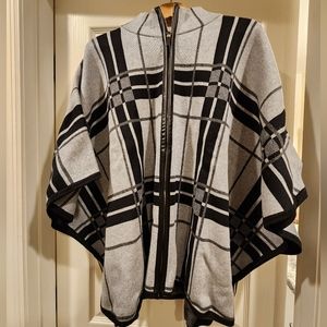 Rafaella Sportswear Dove Grey Heather Zipper Sweater Poncho XL